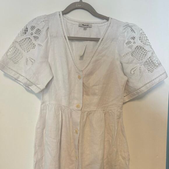 Madewell Cassie Button-Front Midi Dress in Linen White Size XS - Picture 5 of 9
